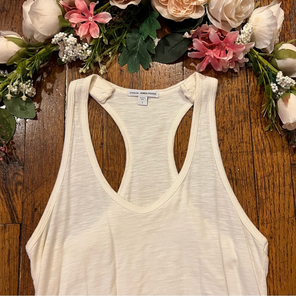 James Perse Ruched Tank Dress Racerback White - Picture 10 of 16